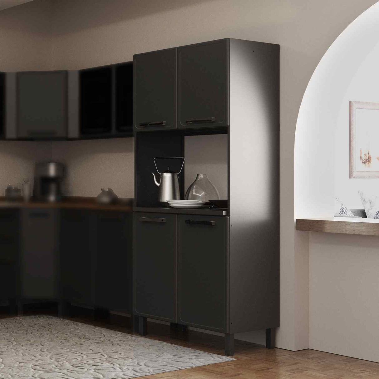 Alacena Gris 80x191cm sin Entrepaños y con Cuatro Puertas - Alacenas y Muebles Microondas | Bylmo