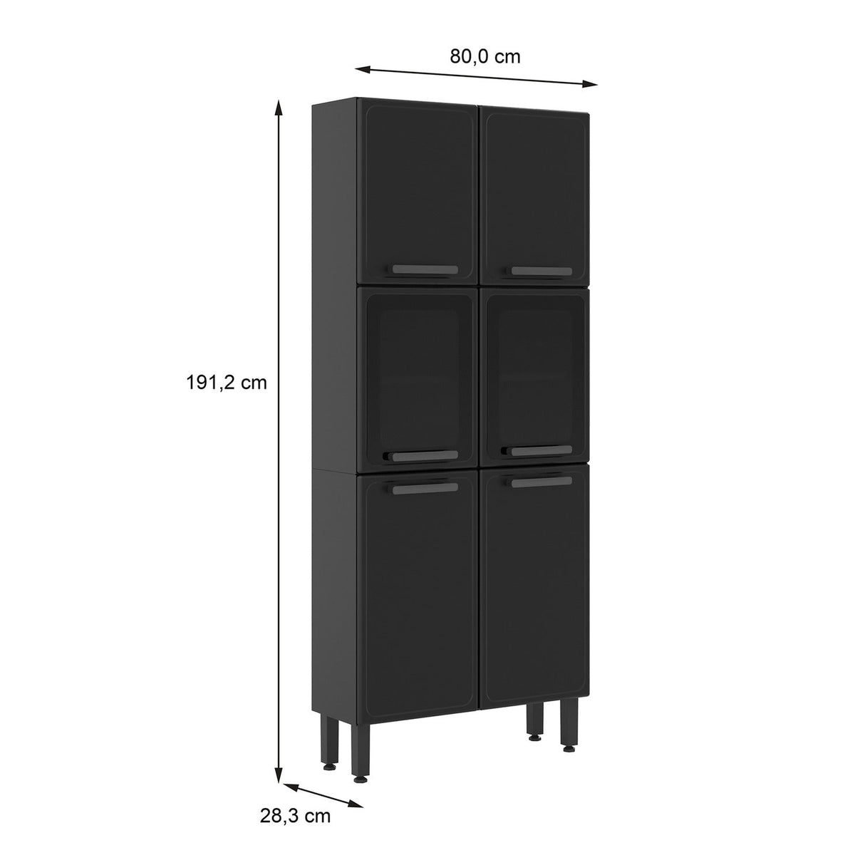Alacena Ginace Gris 80 cm con Seis Puertas - Alacenas y Muebles Microondas | Bylmo