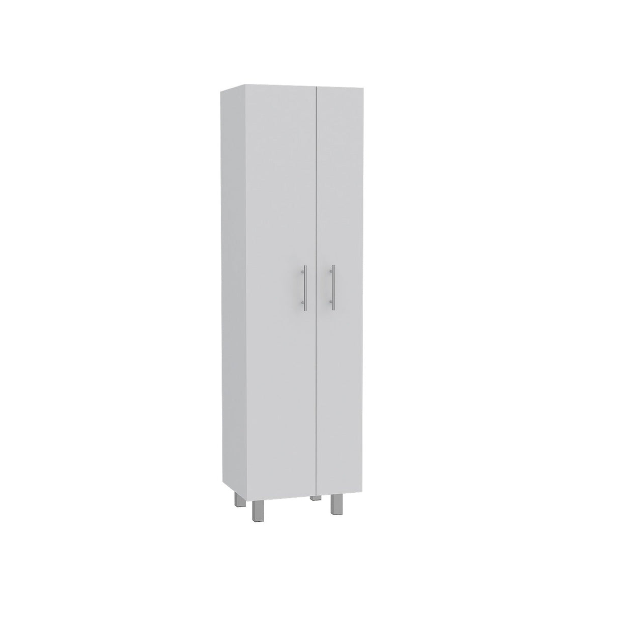 Alacena París Blanca 181 cm x 51 cm con 2 Puertas y 6 Entrepaños, Compartimiento con Ganchos para Guardar Elementos de Aseo - Alacenas y Muebles Microondas | Bylmo