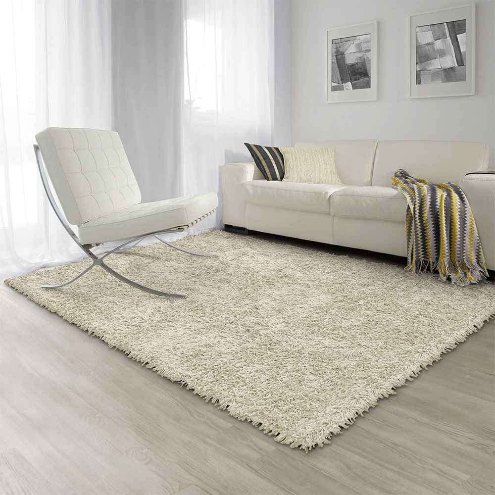 Alfombra Hawai 150 cm x 200 cm de Hogar Blanco Hueso Peludo - Tapetes y Alfombras | Bylmo