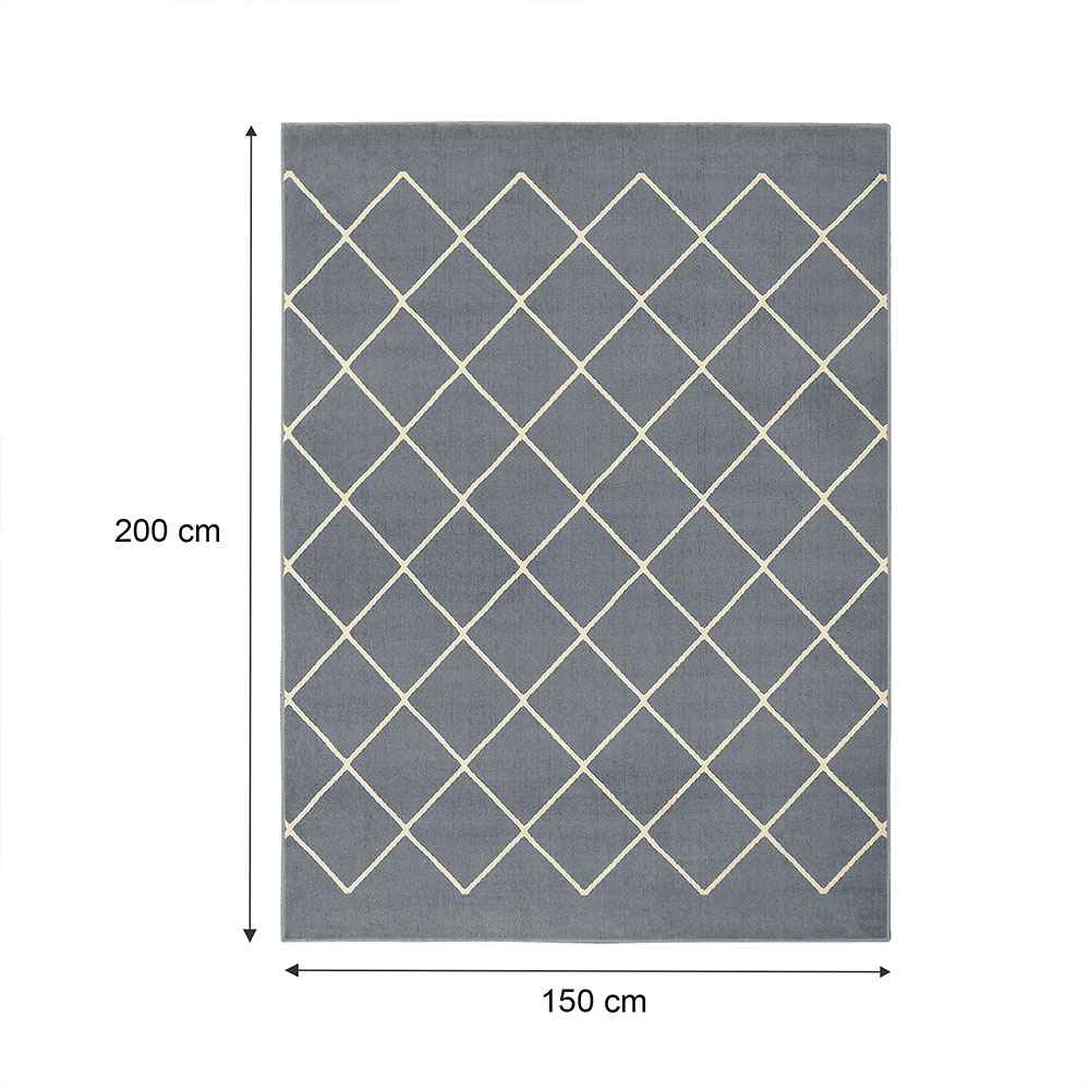 Alfombra Maryland 150 cm x 200 cm de Hogar Gris Oscuro con Rombos - Tapetes y Alfombras | Bylmo