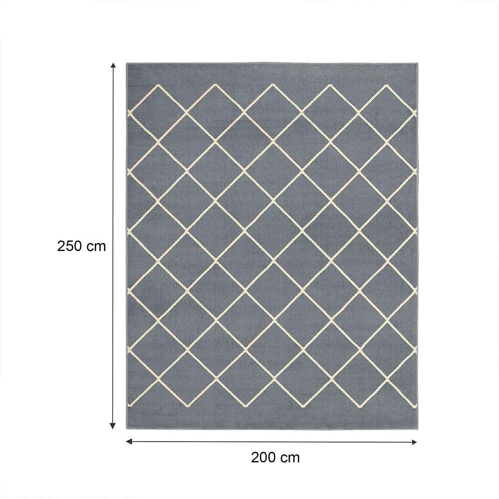 Alfombra Maryland 200 cm x 250 cm de Hogar Gris Oscuro con Rombos - Tapetes y Alfombras | Bylmo