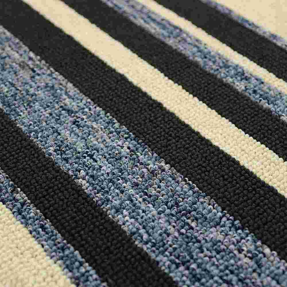 Alfombra Newark 150 cm x 200 cm de Hogar Azul Oscuro con Lineas - Tapetes y Alfombras | Bylmo