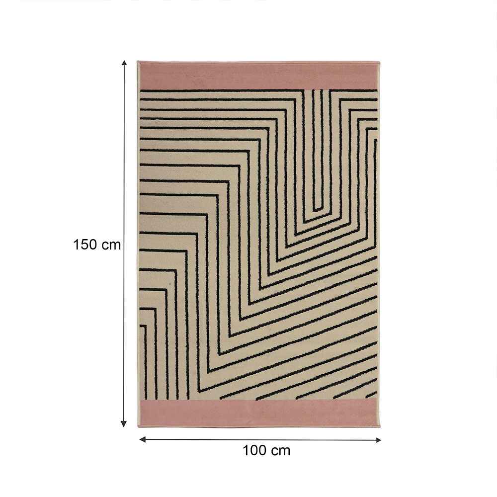 Alfombra Oregon 100 cm x 150 cm de Hogar Cafe Claro con Líneas Negras - Tapetes y Alfombras | Bylmo