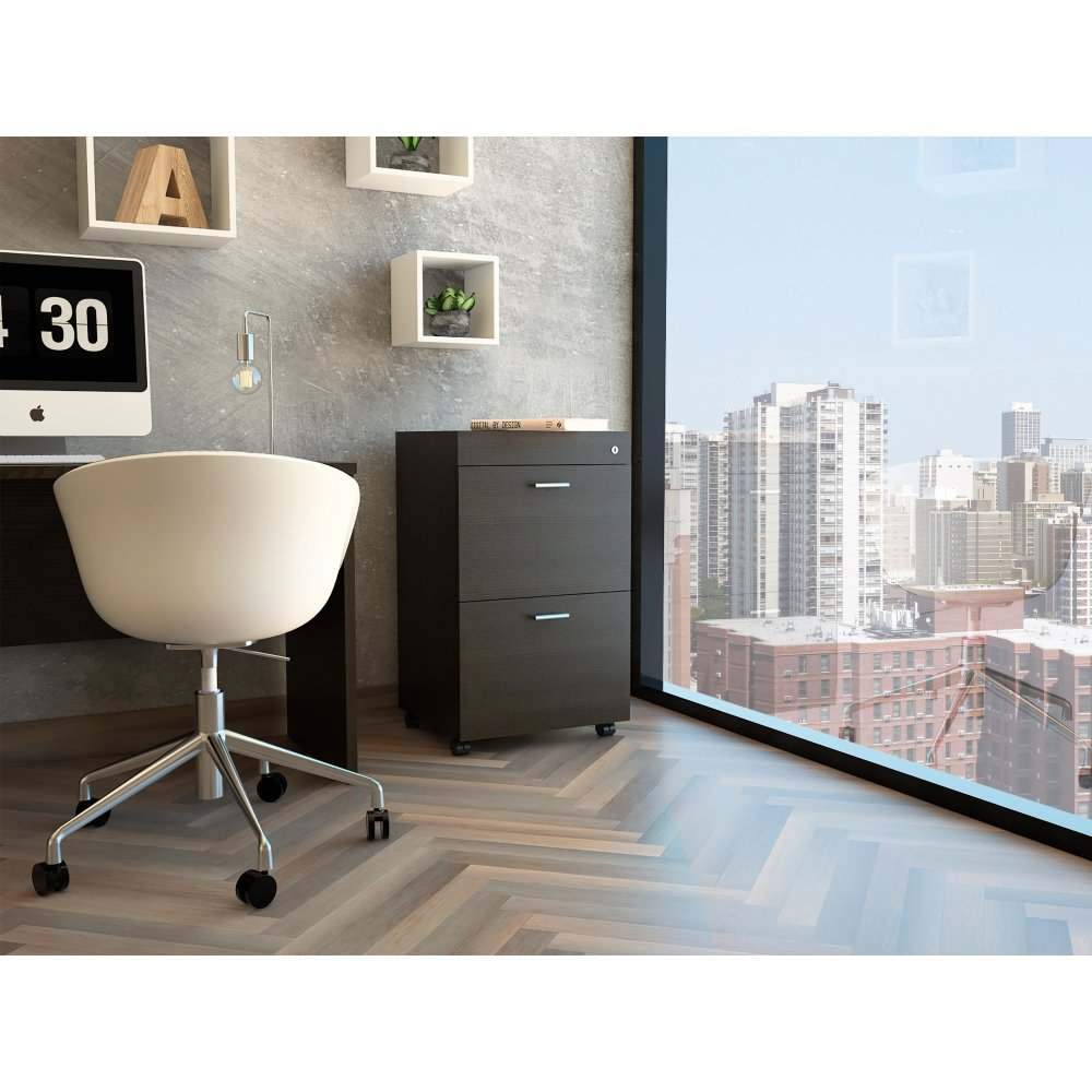 Archivador Wengue 49.5x45cm con Dos Cajones y con Cerradura - Escritorios y Archivadores | Bylmo