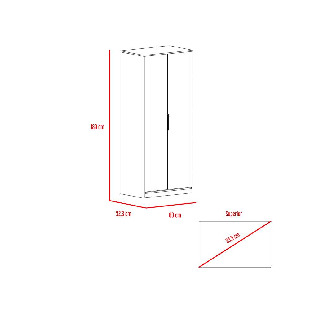 Closet Kaia Wengue 80x189cm sin Cajones con 2 Entrepaños - Closets | Bylmo