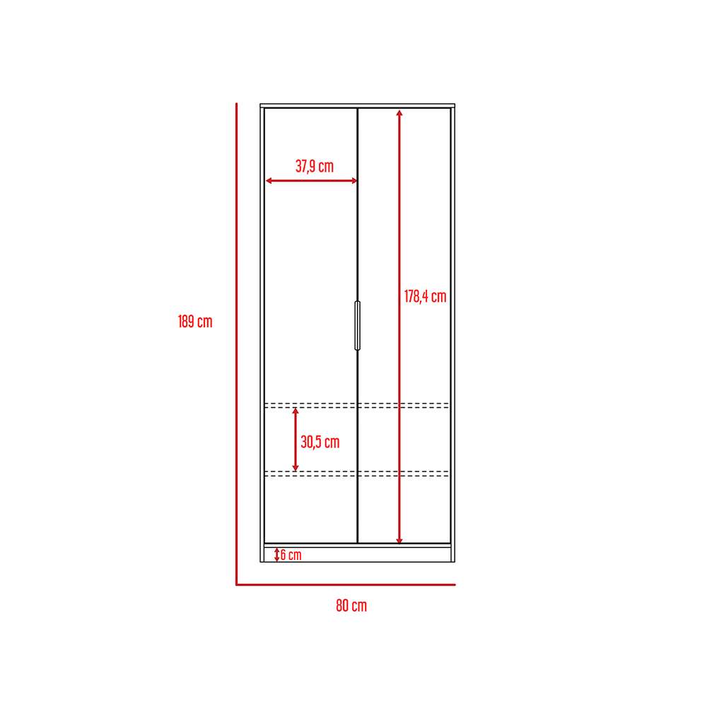 Closet Kaia Wengue 80x189cm sin Cajones con 2 Entrepaños - Closets | Bylmo
