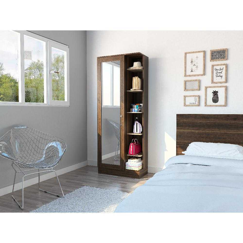 Closet Woman Habano y Miel 70x180.7cm sin Cajones con 9 Entrepaños con Espejo - Closets | Bylmo