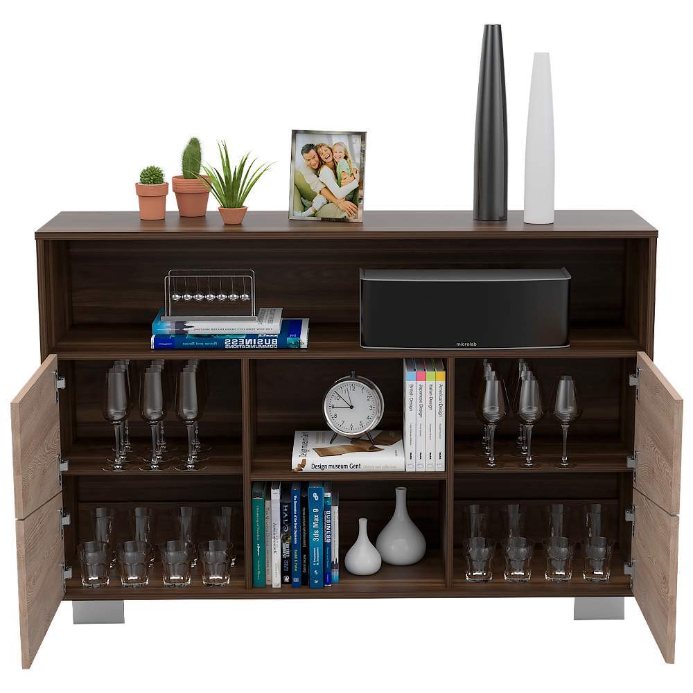 Arrimo Fraktal Habano y Miel 120.3x82cm sin Cajones y con Siete Compartimientos - Bifes | Bylmo