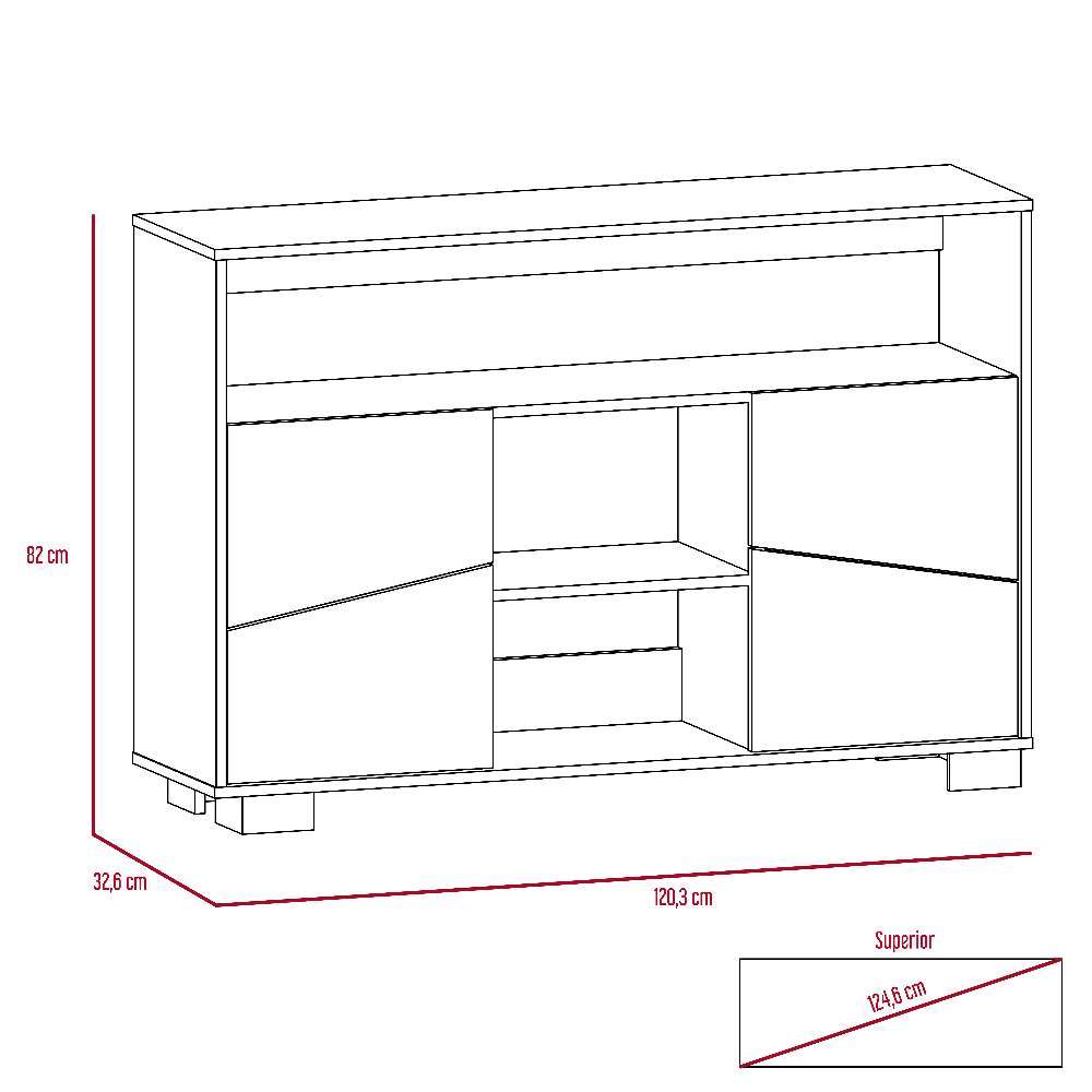 Arrimo Fraktal Habano y Miel 120.3x82cm sin Cajones y con Siete Compartimientos - Bifes | Bylmo