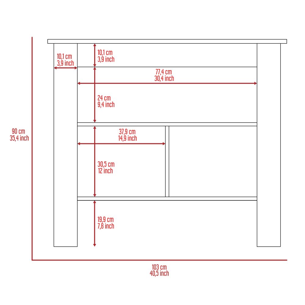 Mueble Cala Plus Blanco 103x90cm con Dos Entrepaños y Tres Compartimientos - Muebles Organizadores | Bylmo