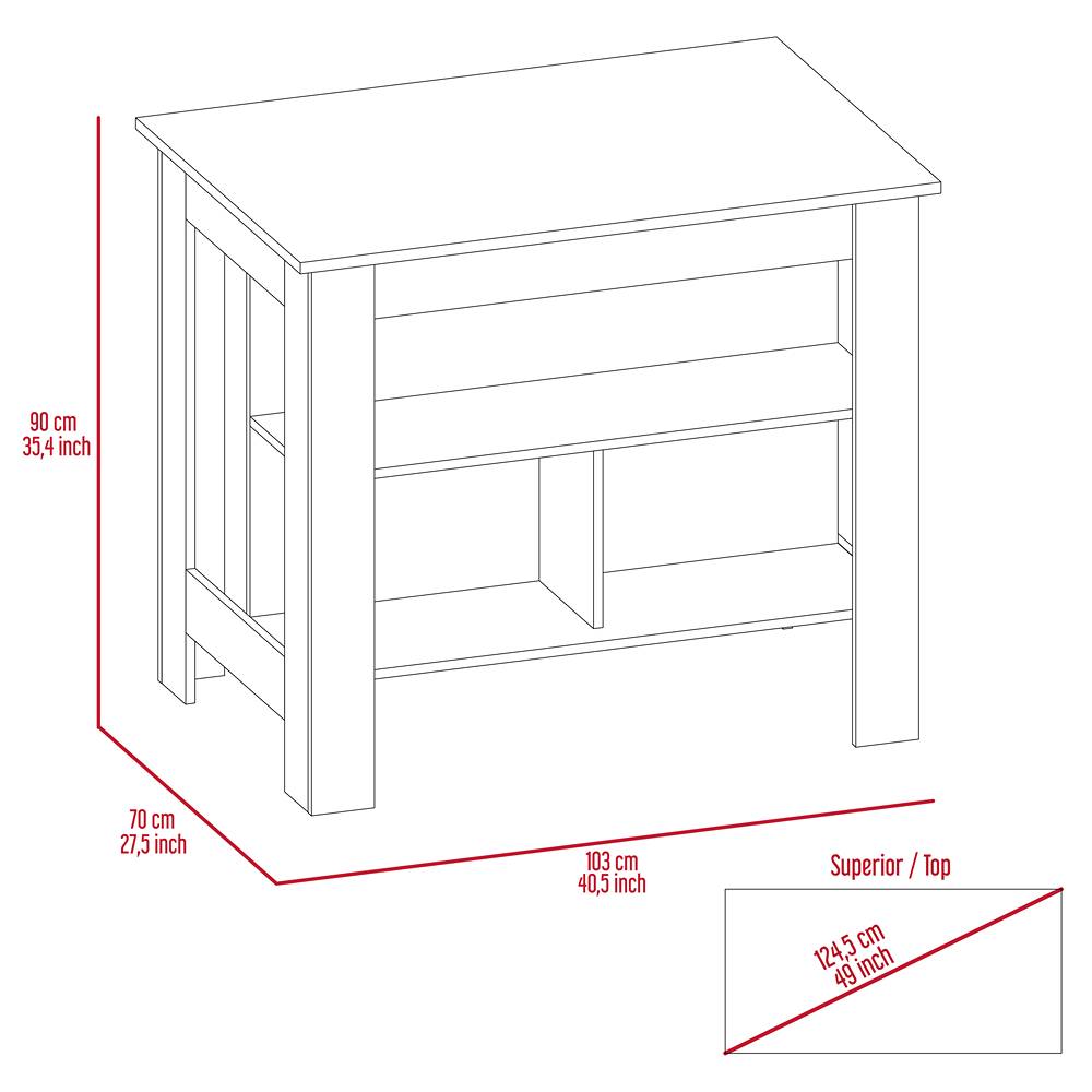 Mueble Auxiliar de Cocina Cala Ceniza y Blanco 103x90cm con Dos Entrepaños y con Tres Comportamientos - Cocinas | Bylmo