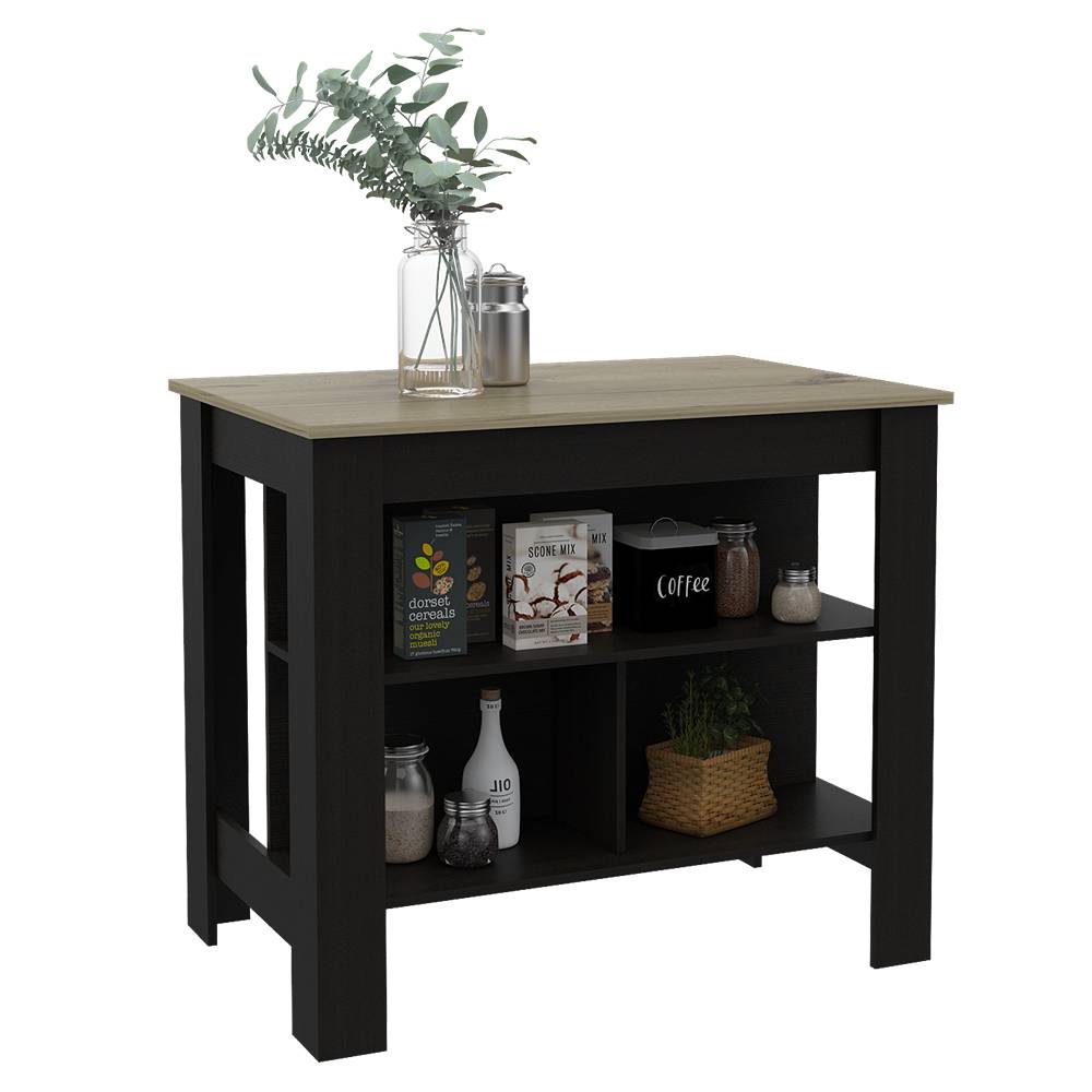Mueble Auxiliar de Cocina Cala Wengue 103x90cm con Dos Entrepaños y Tres Compartimientos - Cocinas | Bylmo