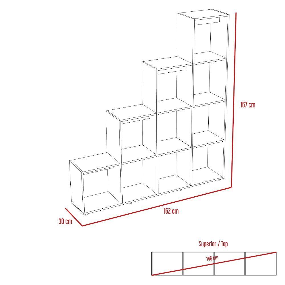 Biblioteca Escalera Praga Rovere 162x167cm con Diez Compartimientos - Bibliotecas | Bylmo