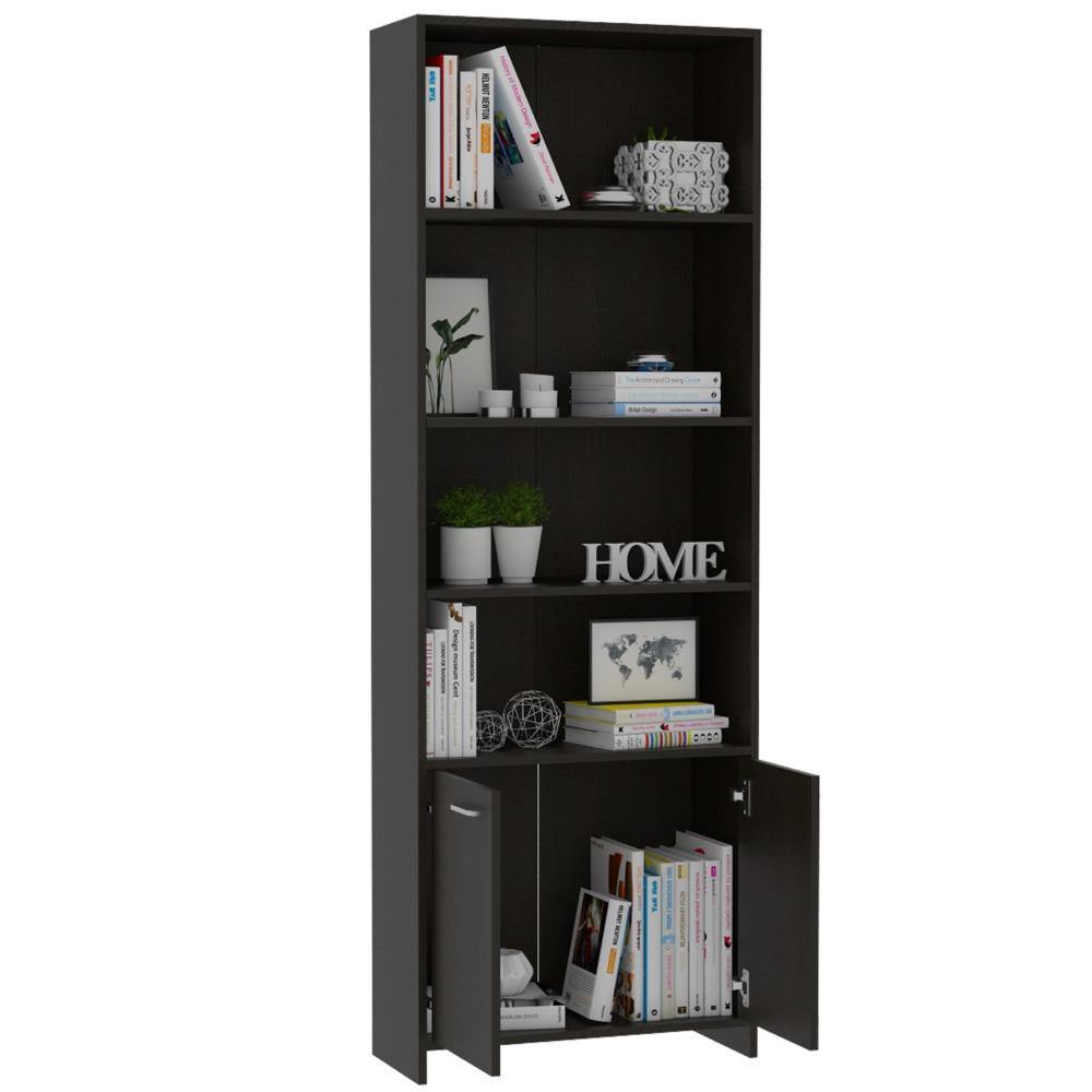 Biblioteca Lisa Wengue 63x180cm con Cuatro Compartimientos y con Un Cajón - Bibliotecas | Bylmo