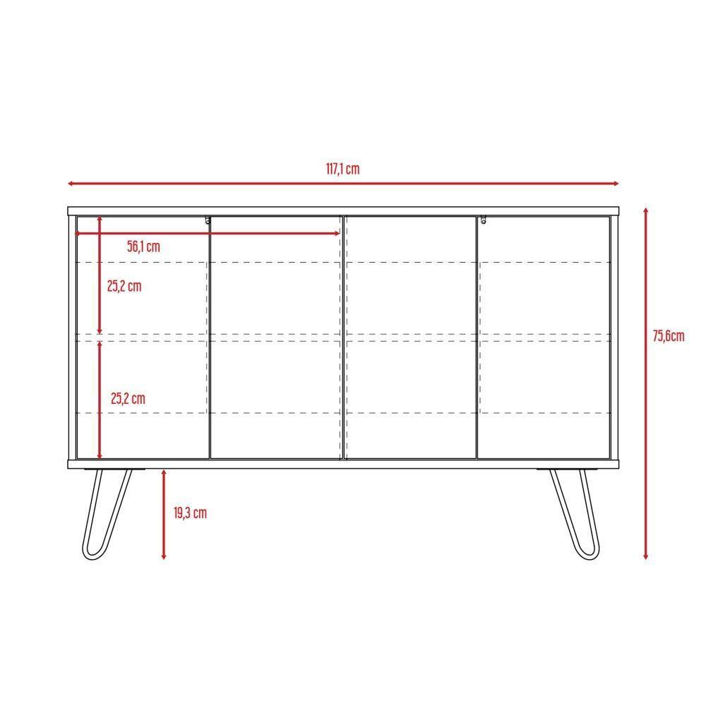 Bifé Vassel Miel 117x75.6cm sin Cajones y con Cuatro Compartimientos - Bifes | Bylmo