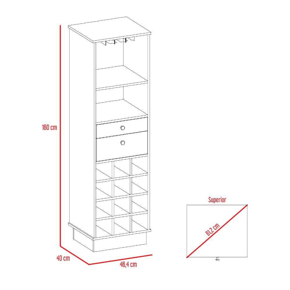 Bar Classic Wengue 46x160cm con Dos Cajones y con Doce Portabotellas - Bares | Bylmo