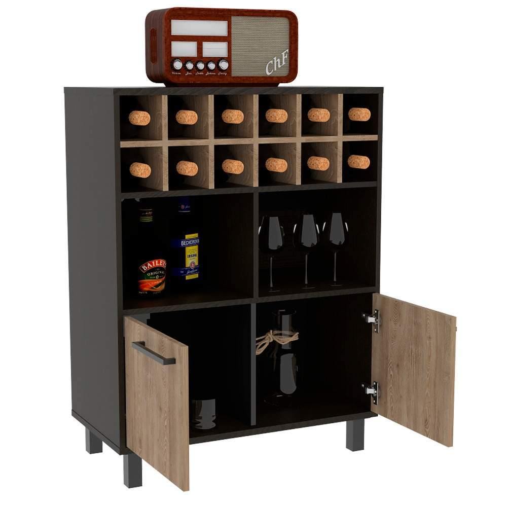 Bar Kaia Wengue 78x103cm con Un Cajón y con Doce Portabotellas - Bares | Bylmo