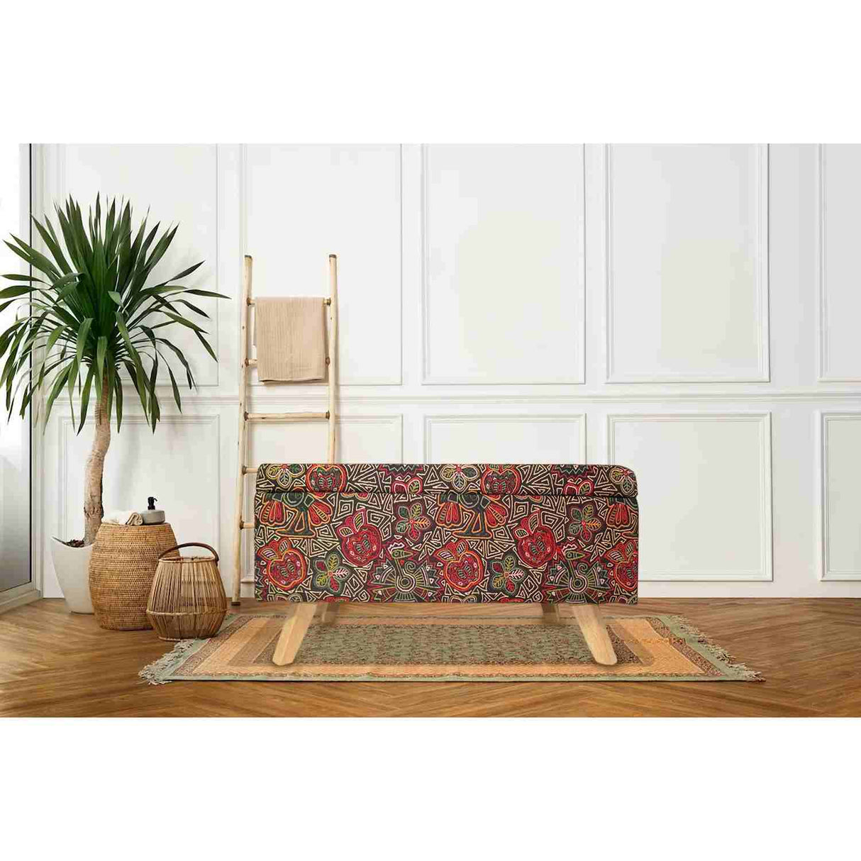 Banqueta Nugo Multicolor Rojo 80 cm con Baúl - Sofas y Poltronas | Bylmo