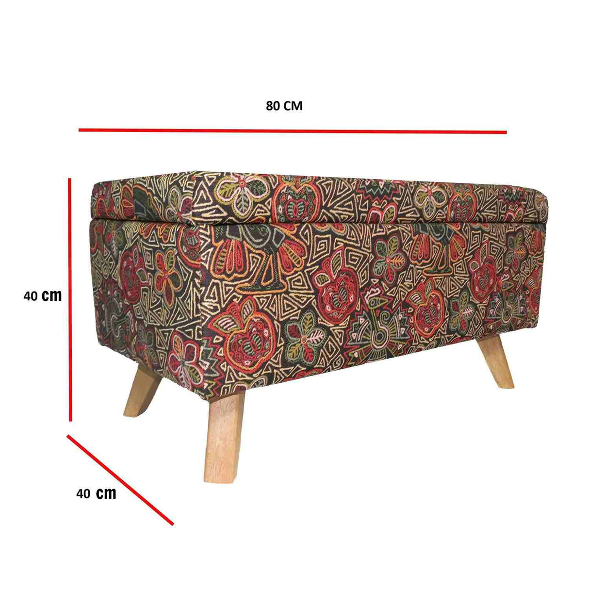 Banqueta Nugo Multicolor Rojo 80 cm con Baúl - Sofas y Poltronas | Bylmo