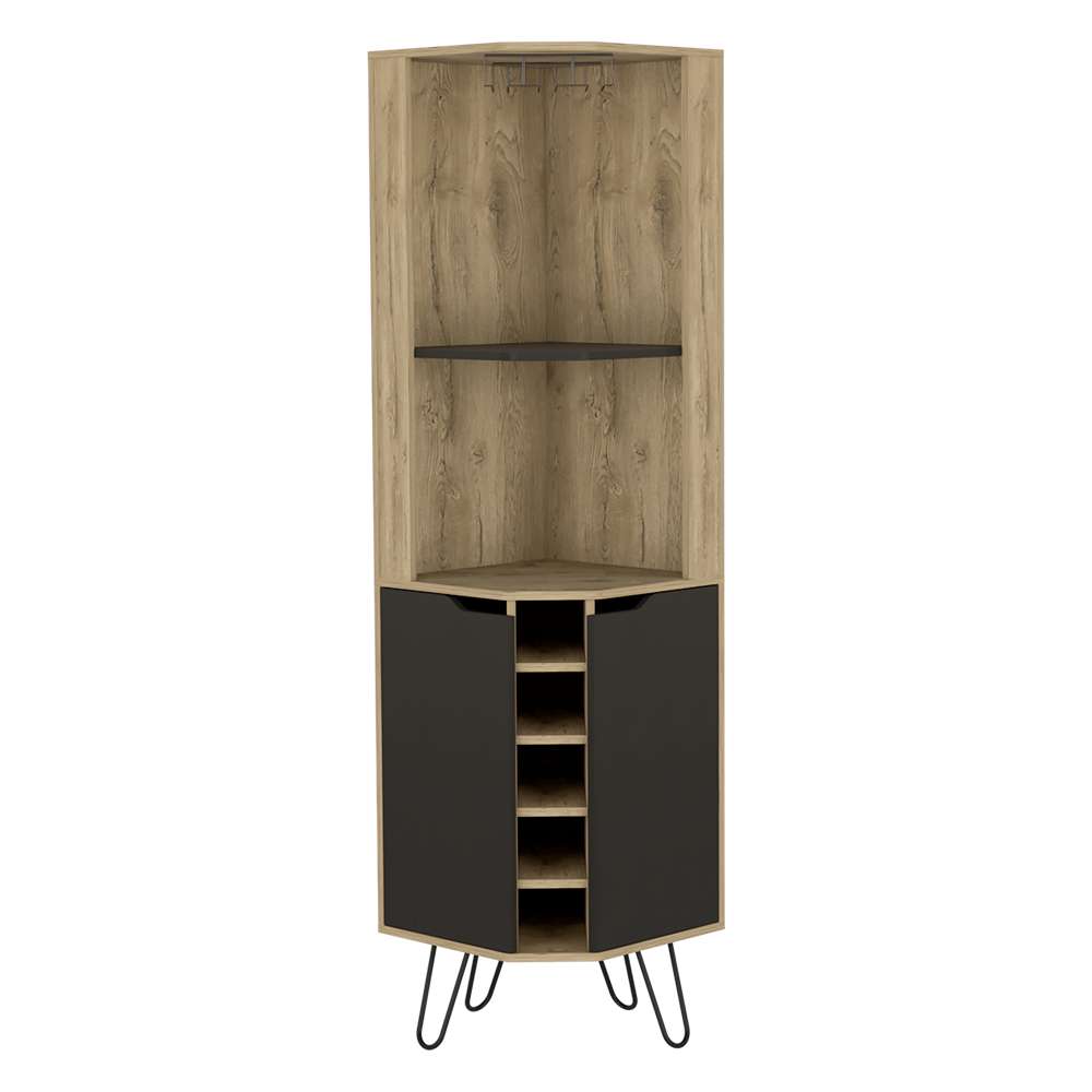 Bar Esquinero Audra Macadamia y Wengue 45 cm con Dos Puertas - Bares | Bylmo