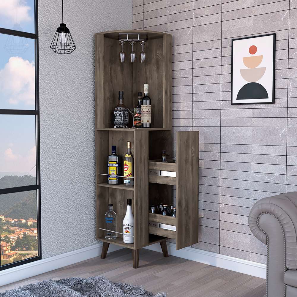 Bar Esquinero Cincinatti Bellota 45 cm con Cajón Lateral - Bares | Bylmo