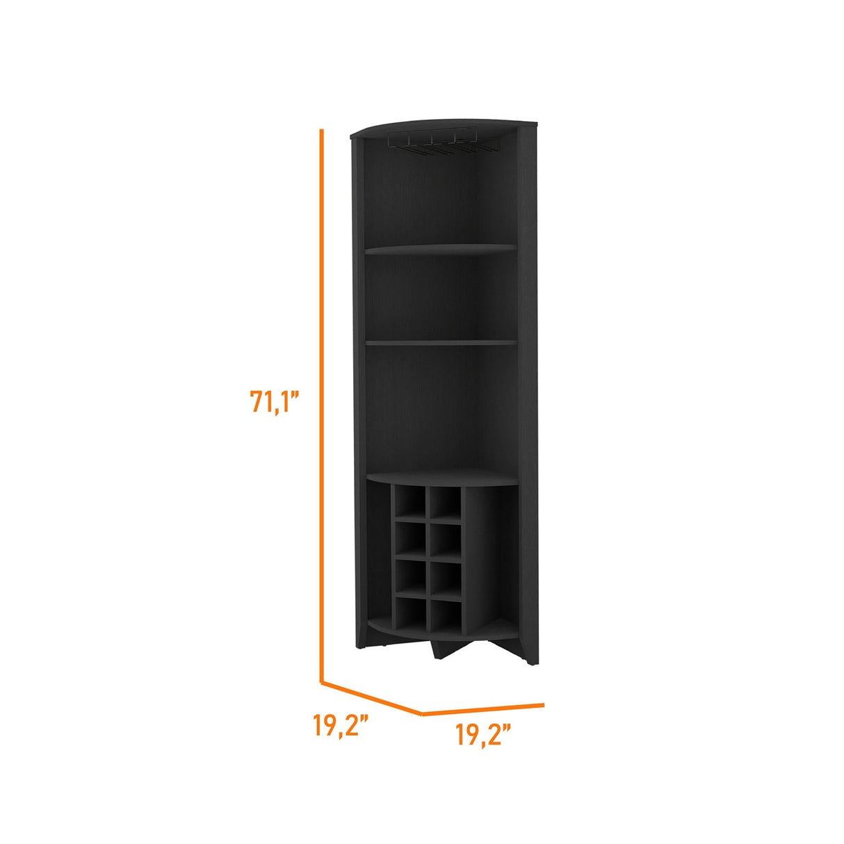 Bar Esquinero Essential Wengue 181 cm con Colgadero de Copas y Almacenamiento - Bares | Bylmo