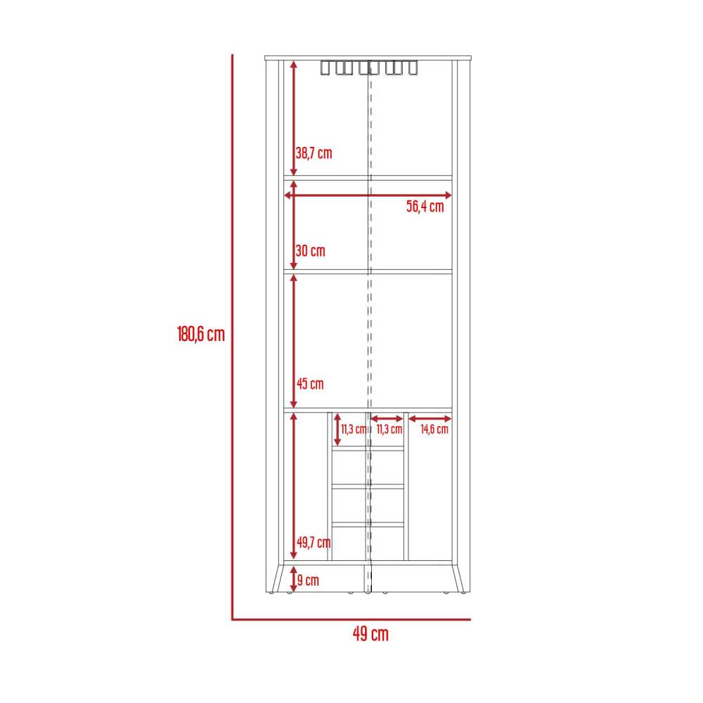 Bar Esquinero Essential Wengue 49x180.6cm sin Cajones y con Diez Portabotellas - Bares | Bylmo