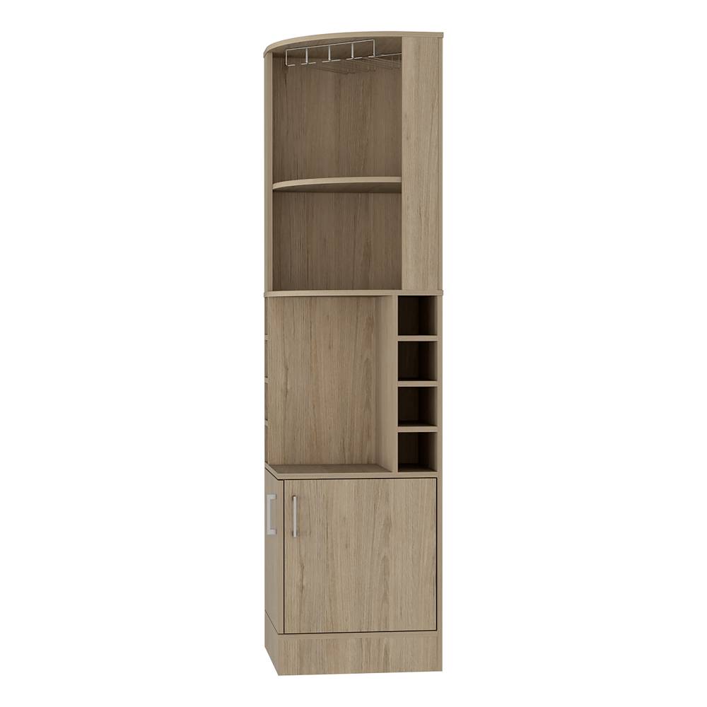 Bar Esquinero Kava Rovere 46.9x180cm con Un Cajón y con Ocho Portabotellas - Bares | Bylmo