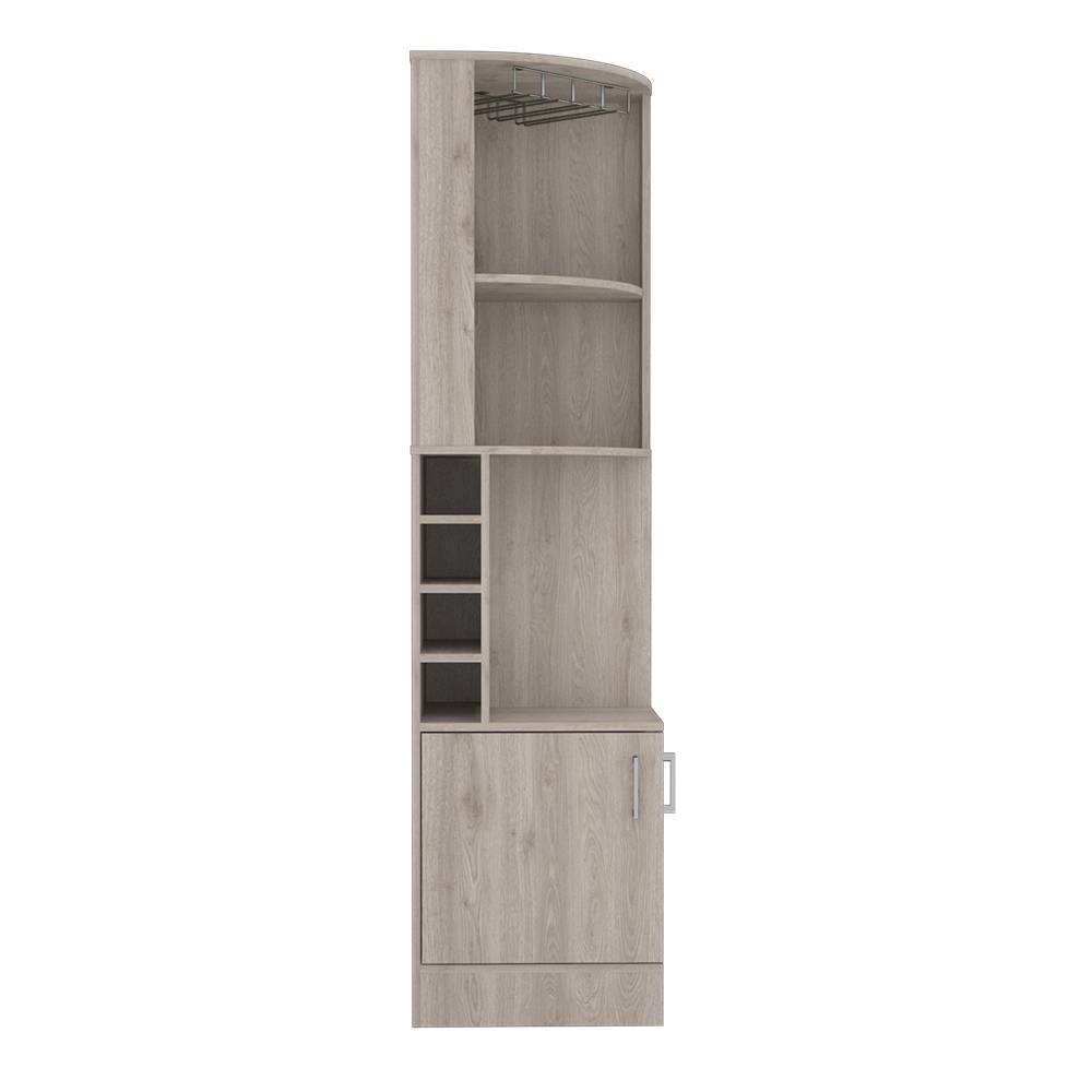 Bar Esquinero Esquinero Syrah Ceniza 46.9x180.6cm con Un Cajón y con Ocho Portabotellas - Bares | Bylmo