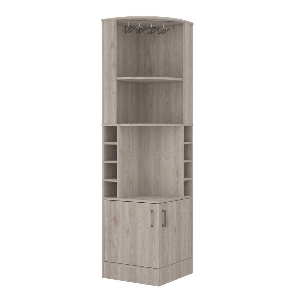 Bar Esquinero Esquinero Syrah Ceniza 46.9x180.6cm con Un Cajón y con Ocho Portabotellas - Bares | Bylmo