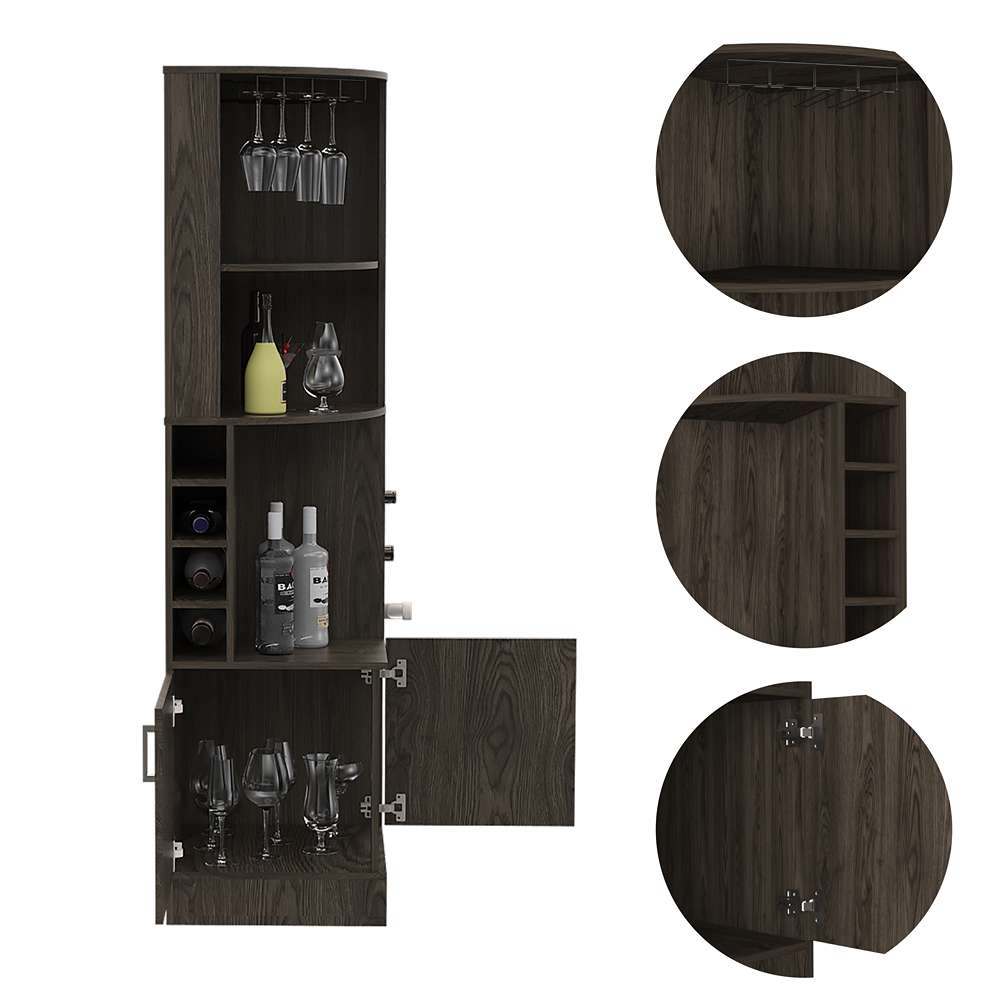Bar Esquinero Esquinero Syrah Plus Coñac 46.9x180.6cm con Un Cajón y con Ocho Portabotellas - Bares | Bylmo