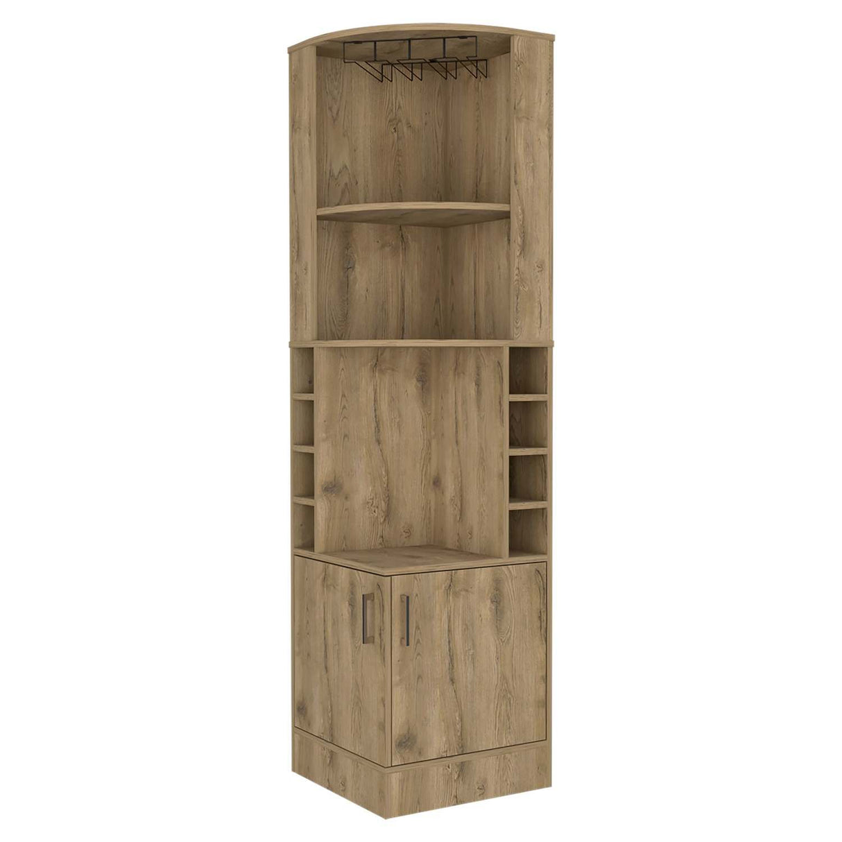 Bar Esquinero Syrah Macadamia 47x181cm con Un Cajón y con Ocho Portabotellas - Bares | Bylmo