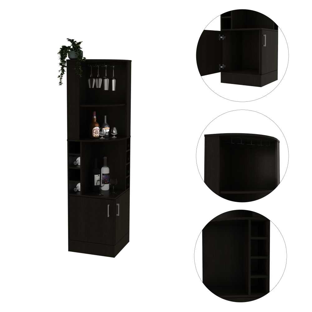 Bar Esquinero Esquinero Syrah Plus Wengue 46.9x180.6cm con Un Cajón y con Ocho Portabotellas - Bares | Bylmo