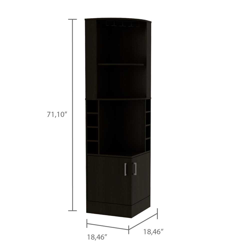 Bar Esquinero Esquinero Syrah Plus Wengue 46.9x180.6cm con Un Cajón y con Ocho Portabotellas - Bares | Bylmo