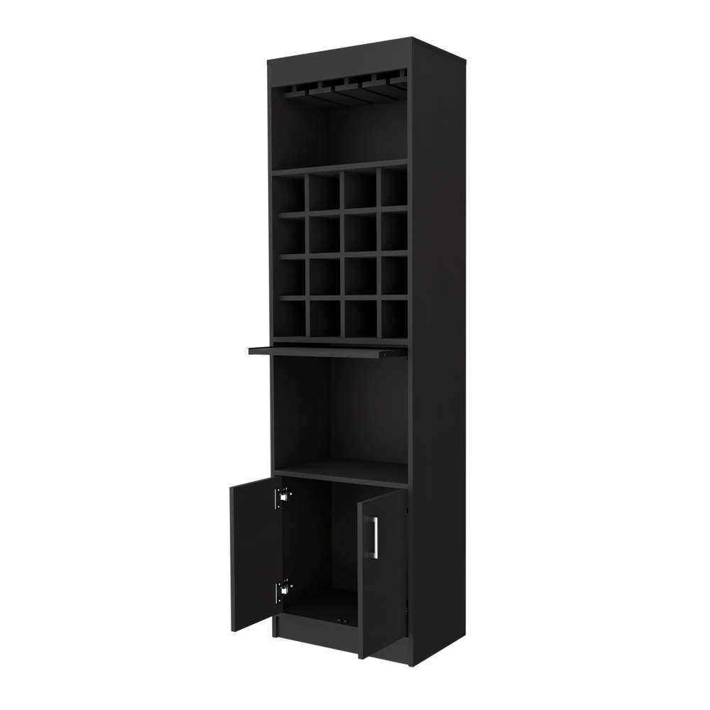 Bar Kava Wengue 51x180.6cm con Un Cajón y con Dieciséis Portabotellas - Bares | Bylmo