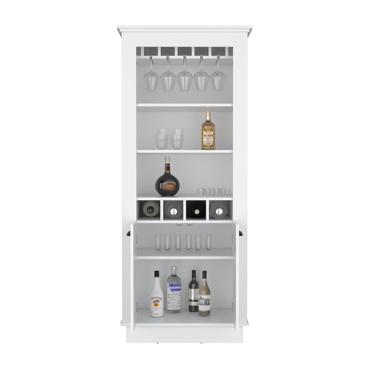 Bar Lafayette Blanco 75x177cm con Un Cajón y con Cuatro Portabotellas - Bares | Bylmo