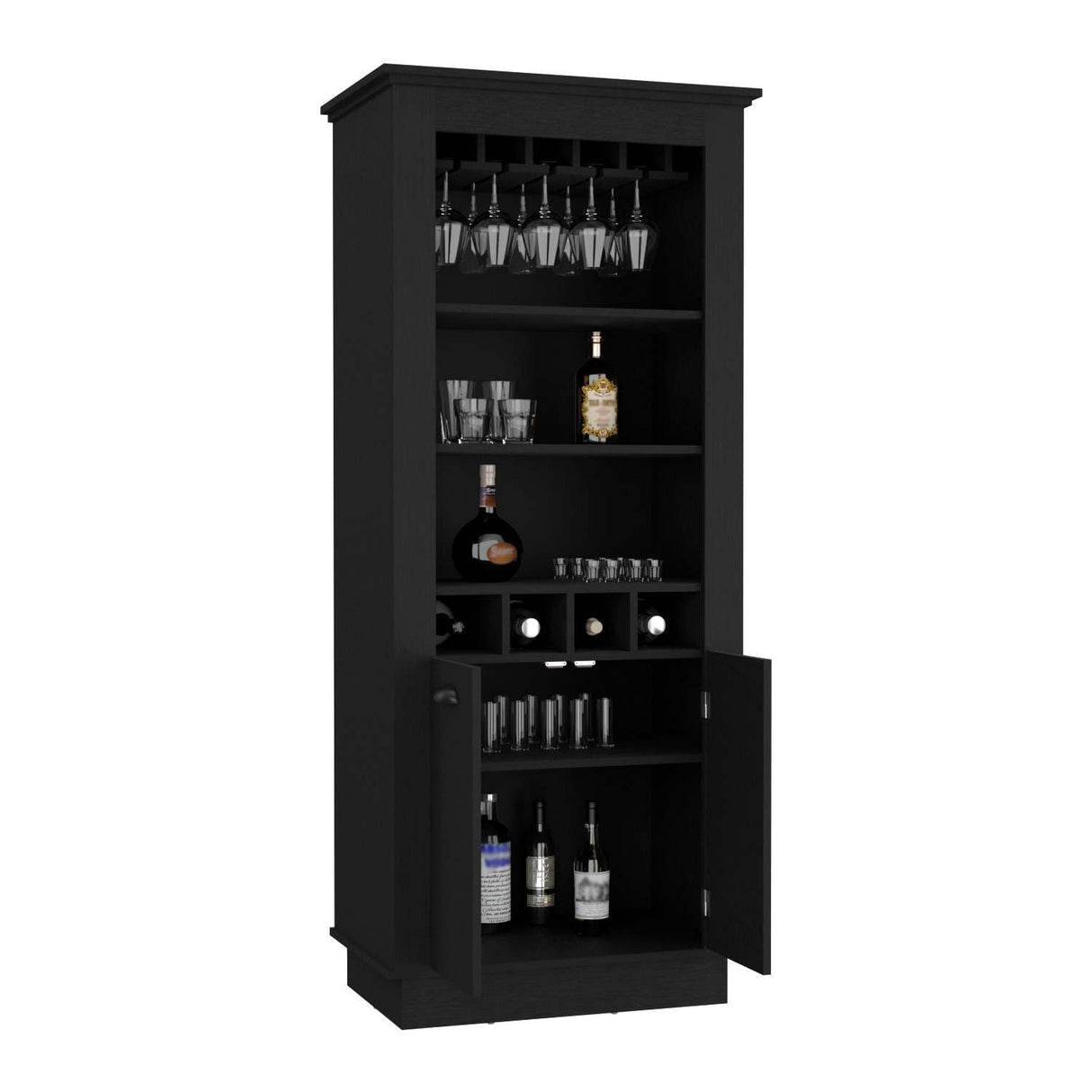Bar Lafayette Wengue 75x177cm con Un Cajón y con Cuatro Portabotellas - Bares | Bylmo
