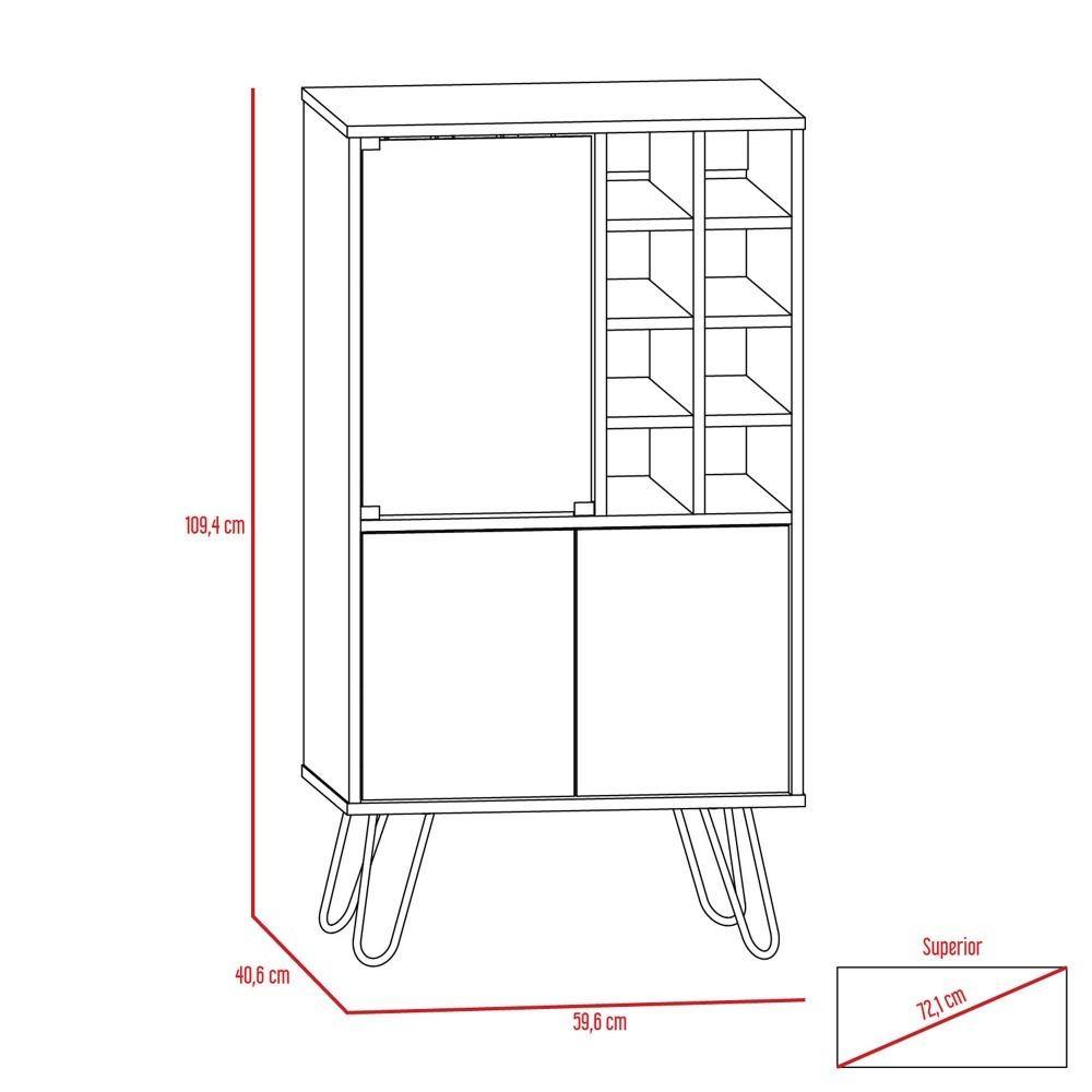 Bar Vassel Wengue 59 cm con Puerta de Vidrio - Bares | Bylmo