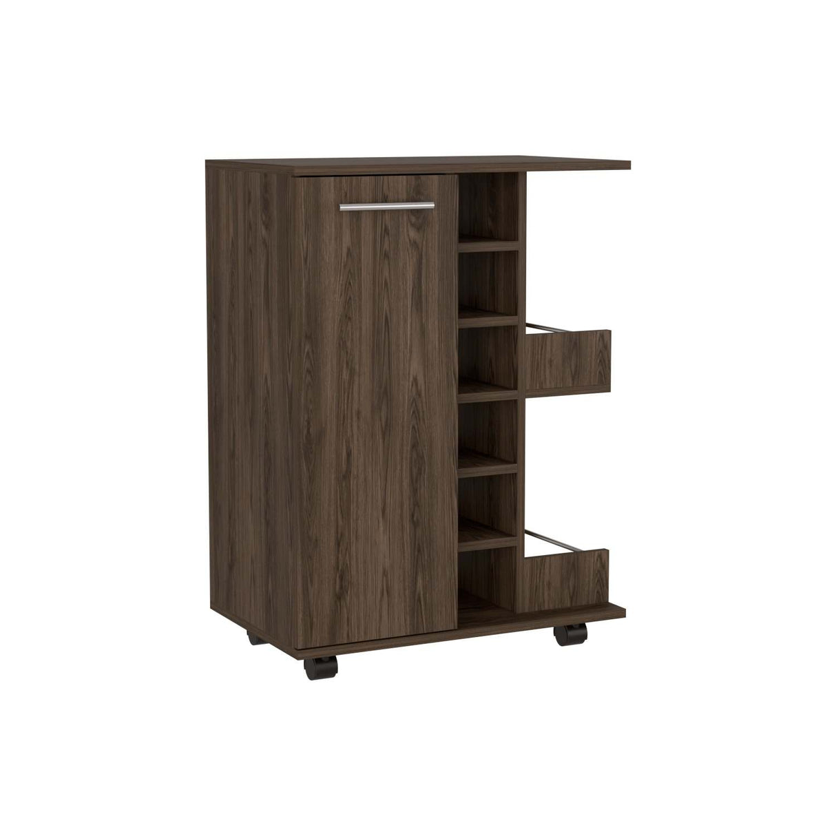 Bar Carro Coñac 60x82cm con Cuatro Compartimientos y con Seis Portabotellas - Barras y Muebles Auxiliares | Bylmo
