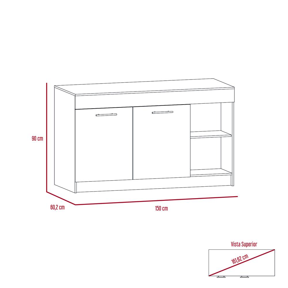 Barra de Cocina Luna Miel 150 cm con Dos Puertas - Cocinas | Bylmo