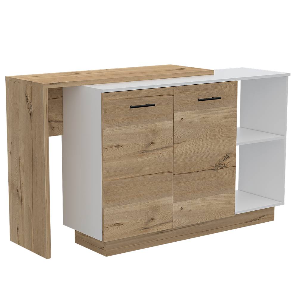 Barra de Cocina Sicilia Blanco y Duna 150x90cm con Dos Entrepaños y con Tres Comportamientos - Cocinas | Bylmo