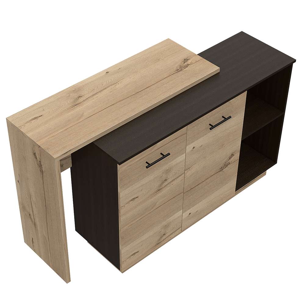 Mueble Auxiliar de Cocina Sicilia Wengue 150x90cm con Cuatro Entrepaños y Cinco Compartimientos - Muebles Organizadores | Bylmo