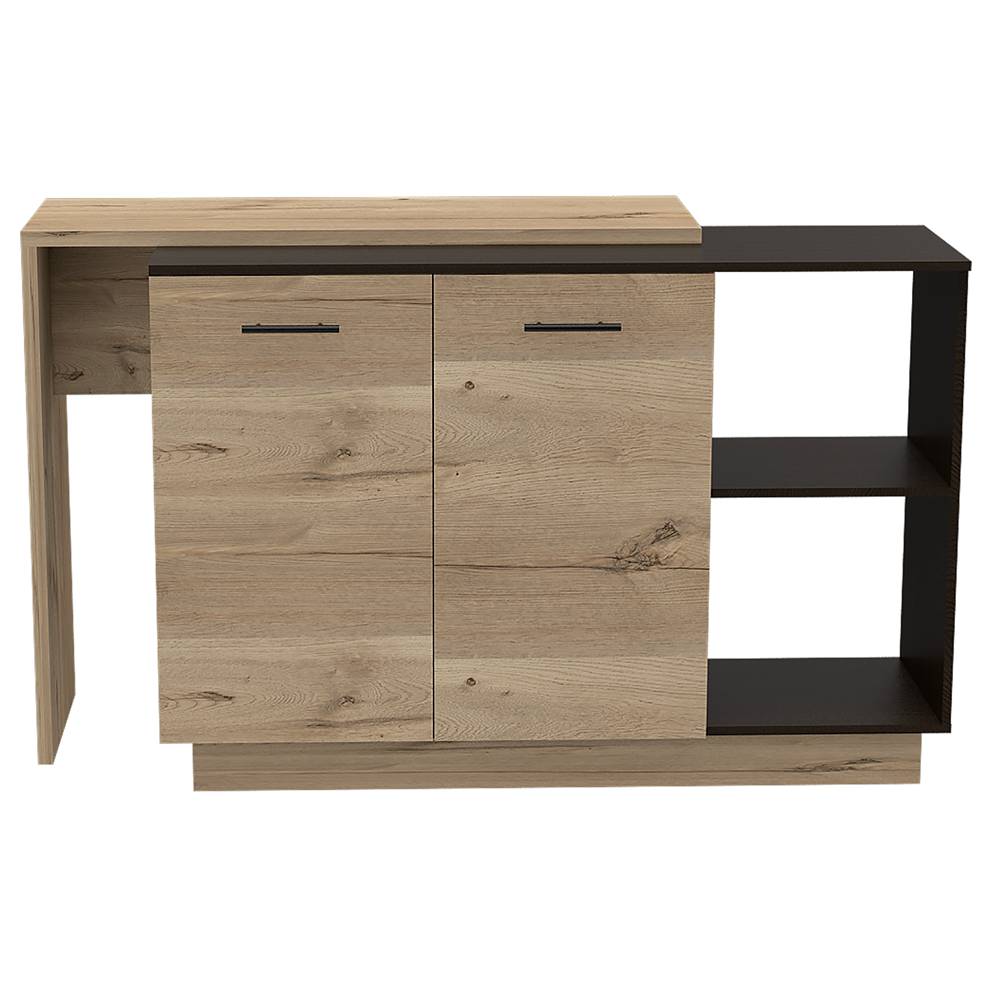 Barra de Cocina Sicilia Wengue y Duna 150x90cm con Dos Entrepaños y con Tres Comportamientos - Cocinas | Bylmo