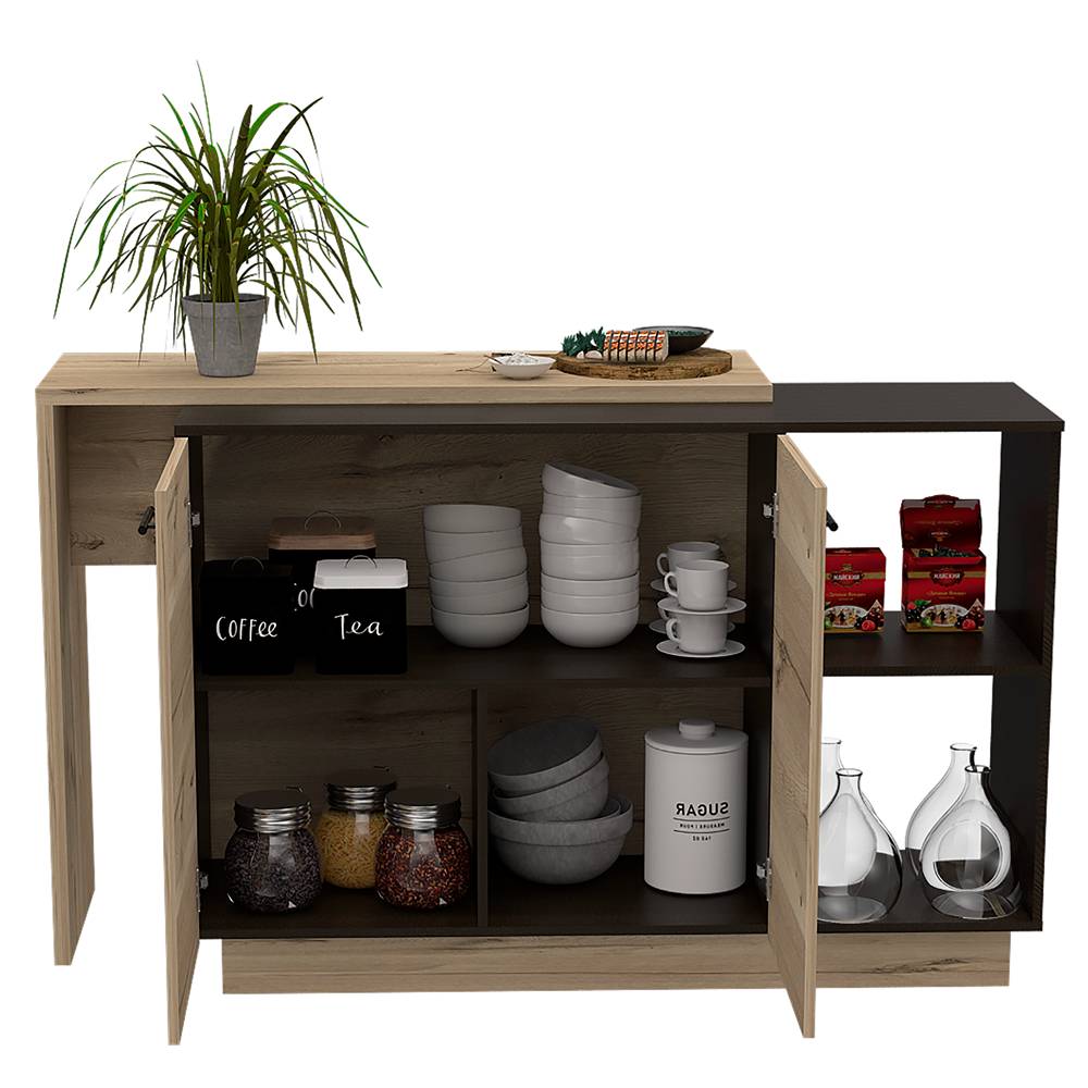 Barra de Cocina Sicilia Wengue y Duna 150x90cm con Dos Entrepaños y con Tres Comportamientos - Cocinas | Bylmo
