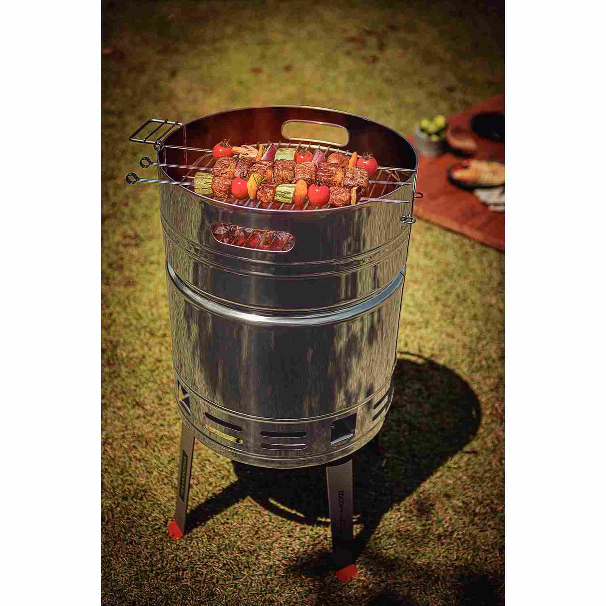 Barril TCP 400 Gris de Acero Inoxidable con Bandeja para Carbón de Acero Esmaltado 40 cm - Asadores | Bylmo