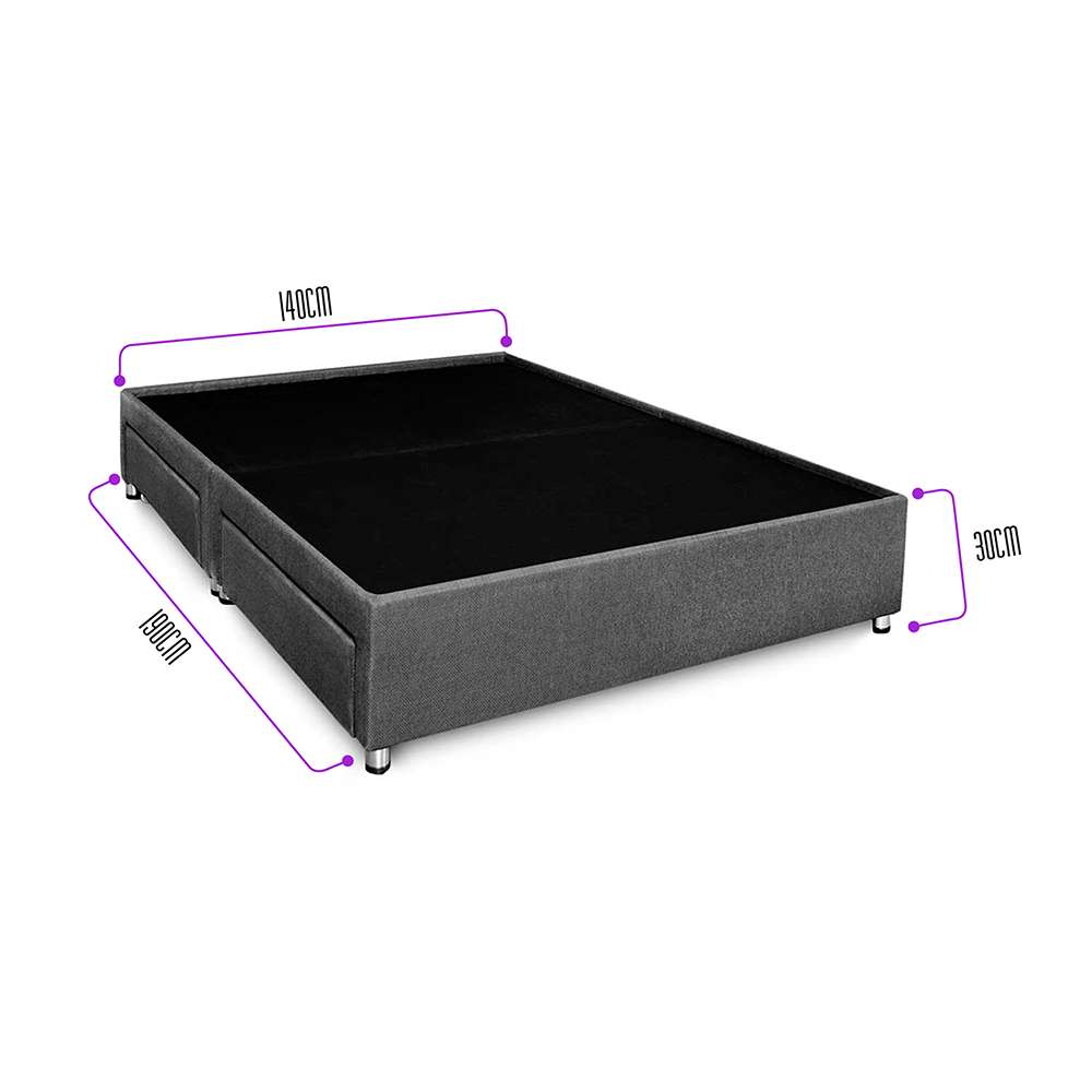 Base Cama Farnesina Doble 140 cm Gris con Cajones - Camas y Cabeceros | Bylmo