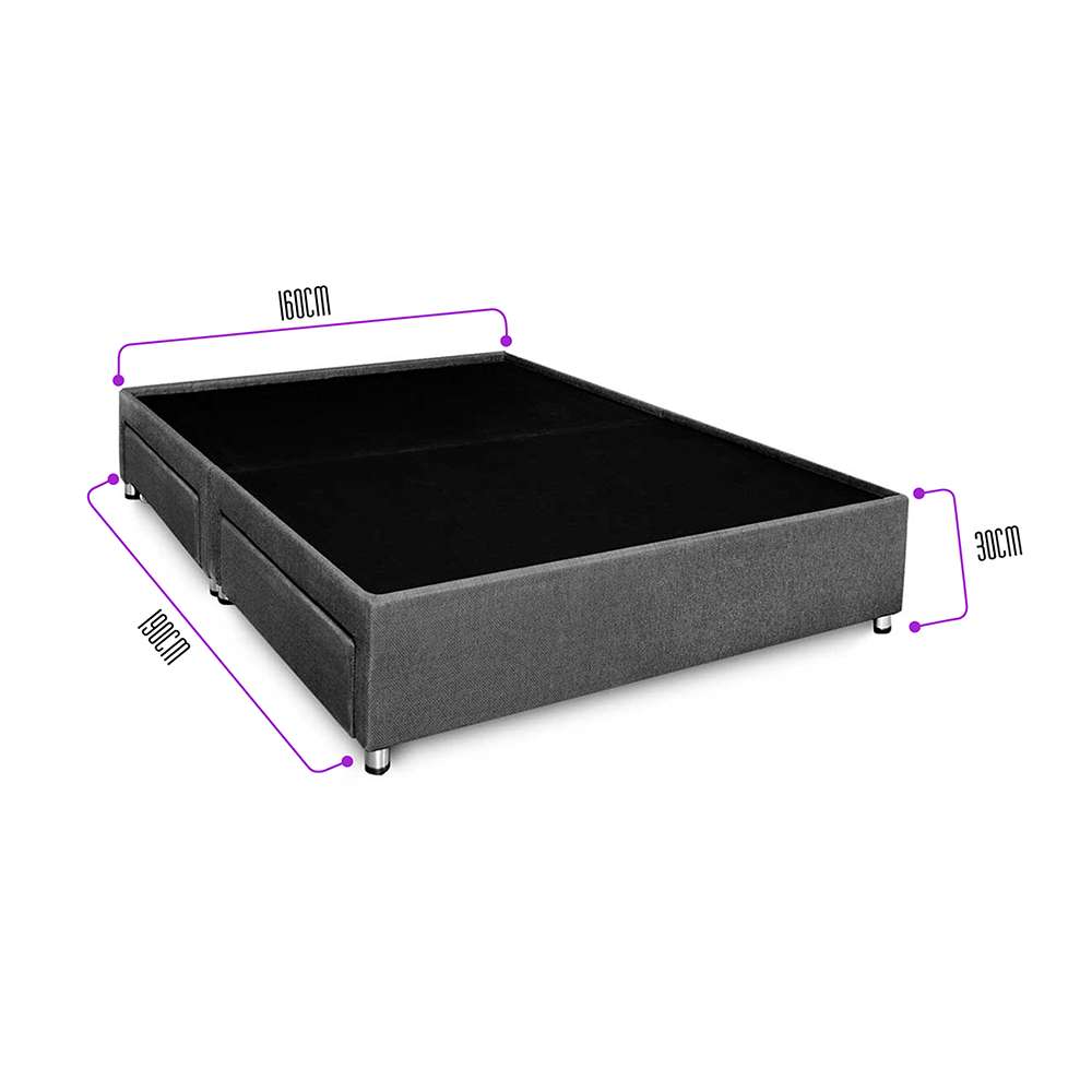 Base Cama Prati Queen 160 cm Gris con Cajones - Camas y Cabeceros | Bylmo