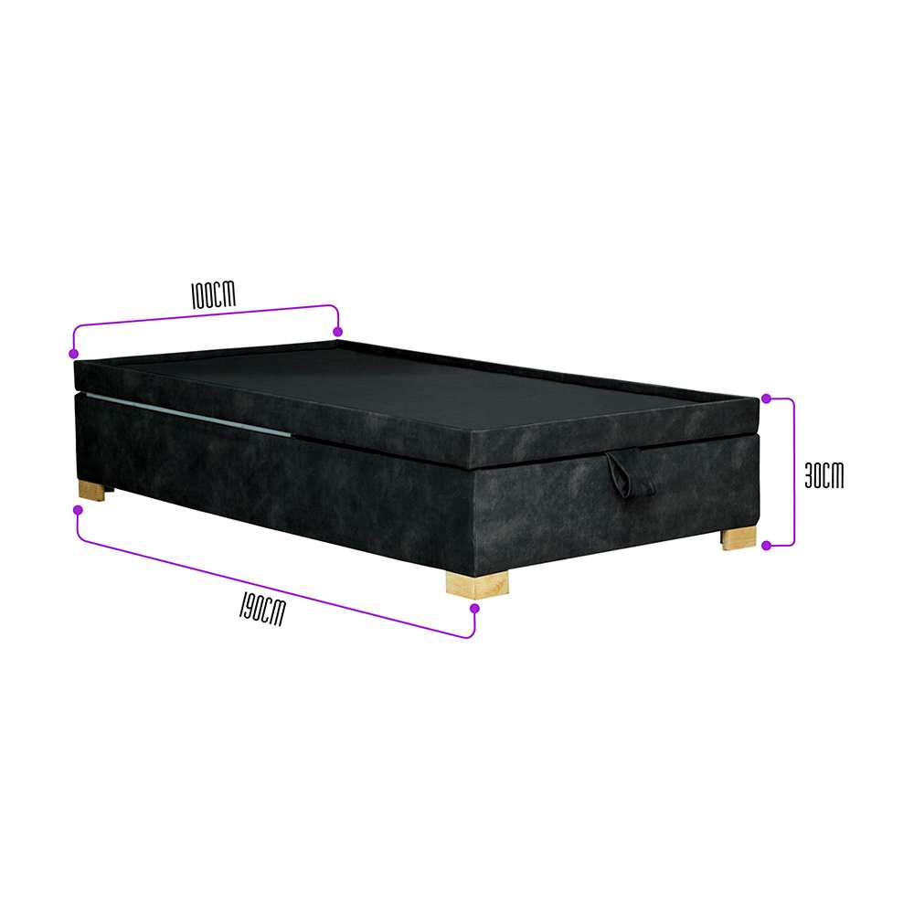 Base Cama Sorrento Sencilla 100 cm Gris con Baúl - Camas y Cabeceros | Bylmo