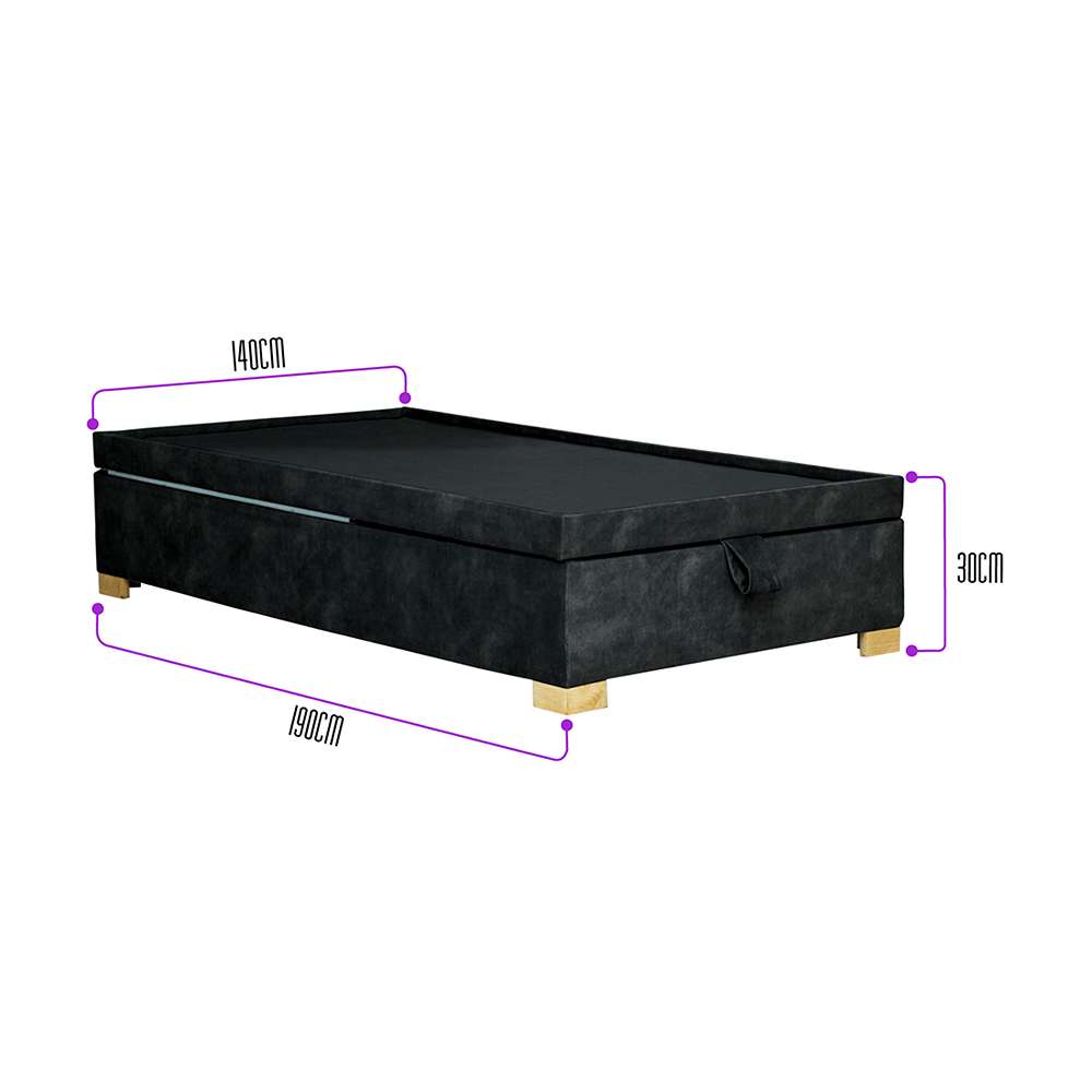 Base Cama Tarento Doble 140 cm Gris con Baúl - Camas y Cabeceros | Bylmo